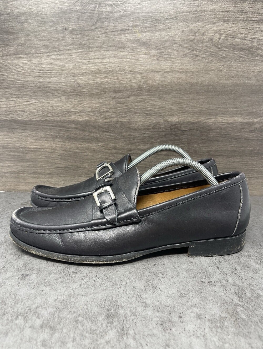 Ralph Lauren D Buckle Leather Loafers Mens Size 9 Black Slip On Casual Dress